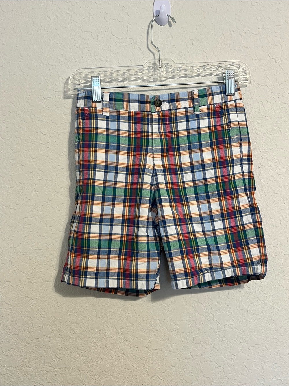 Janie & Jack Boys Madras Plaid Shorts Size 10 Preppy Summer Adjustable Waist